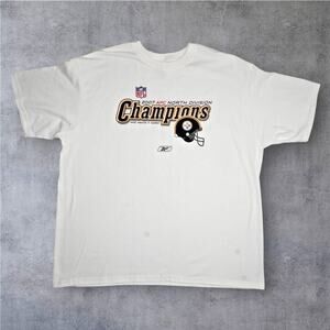 Vintage 2007 Pittsburgh Steelers AFC North Champions Reebok NFL T-Shirt – 2X